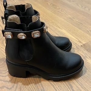 Women’s Steve Madden Black Boots with Gemstones. Size 7. Worn once.